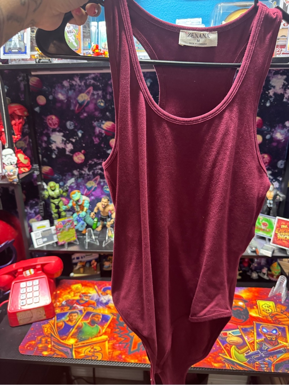 Zenana Outfitters Burgundy Scoop Neck Bodysuit